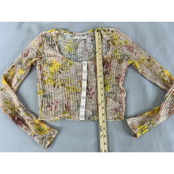 Free People We The Free Angelina Top Long Sleeve Sheer Lace Floral Cropped Top S - Picture 8 of 13